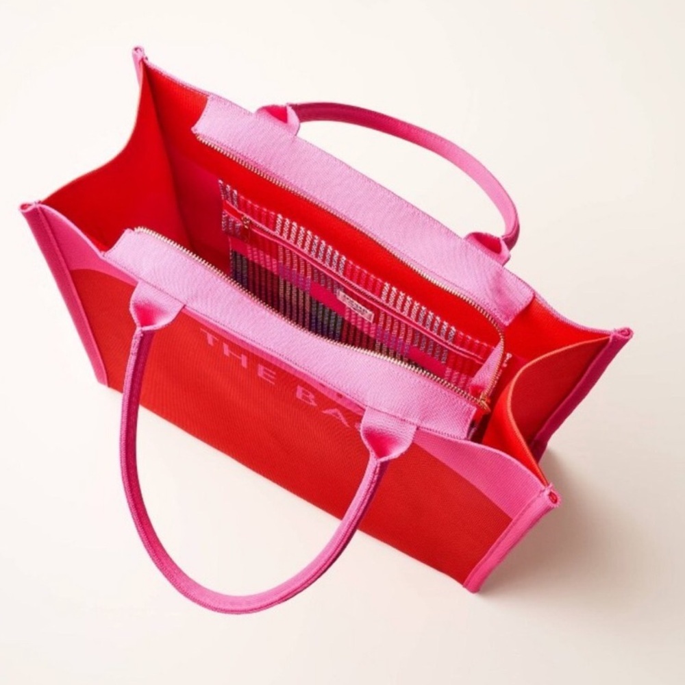 Kate Spade x Target Colorblock Pink Red Large Knit Tote Bag - Picture 6 of 10
